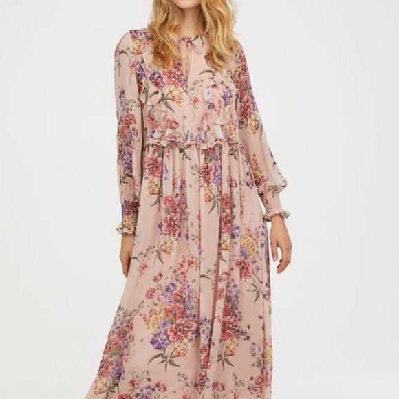 H&M Dresses & Skirts - H&M Floral Chiffon Dress Pink white label